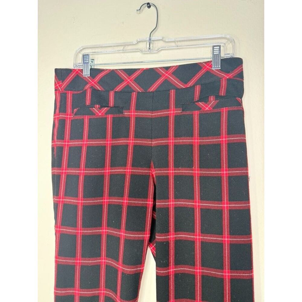TRINA TURK Women’s Plaid Montebello Dress Ankle Pants Black & Red 6 Medium Prepp - Picture 8 of 11